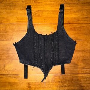Darker Wavs Washed Denim Corset Top